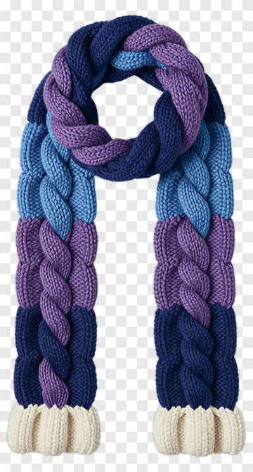 Knitted Braided Scarf In Blue And Purple PNG