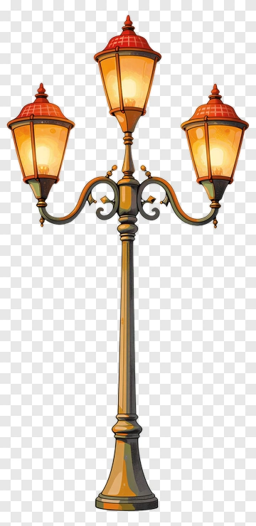 Street Lamp With Three Lights PNG