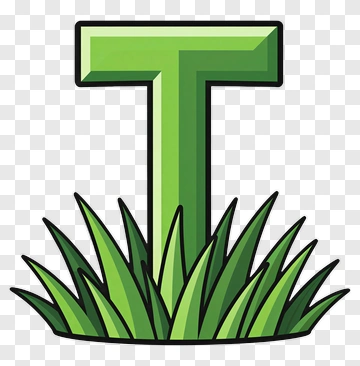 Green Letter T With Grass PNG