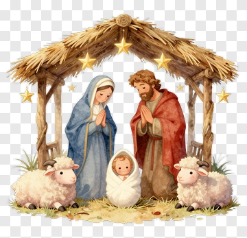 Nativity Scene With Mary, Joseph, And Baby Jesus PNG