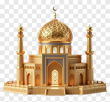 Golden Mosque With Dome And Minarets PNG