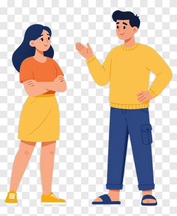 Couple Interacting In Casual Clothing PNG