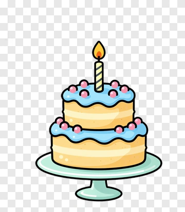 Cartoon Birthday Cake With Candle PNG