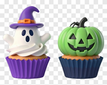 Halloween Ghost And Pumpkin Cupcakes PNG