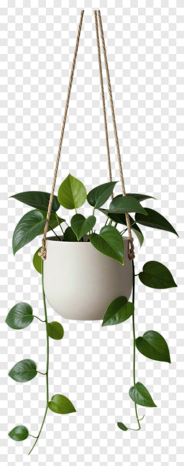 Hanging Potted Plant With Green Leaves PNG
