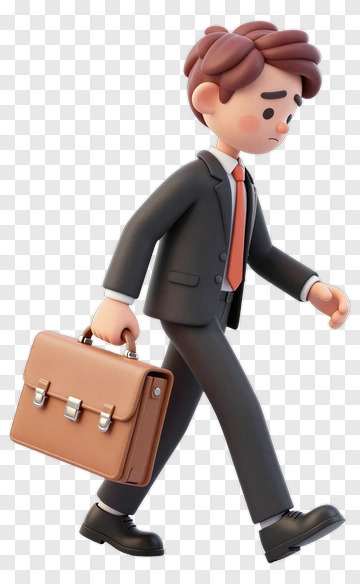 3D Businessman Walking With Briefcase PNG