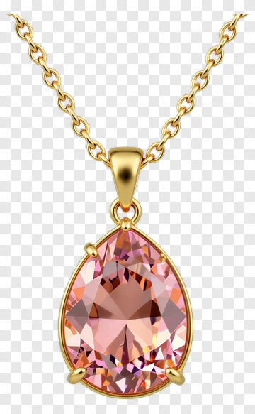 Gold Necklace With Pink Gemstone Pendant PNG