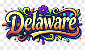 Colorful Delaware Typography Design PNG