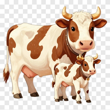 Cartoon Cow And Calf PNG