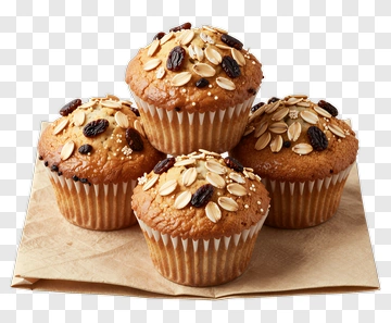 Oatmeal Muffins On A Brown Paper Plate PNG