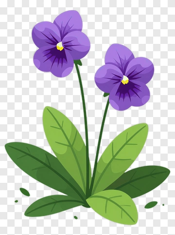 Purple Flower With Green Leaves PNG