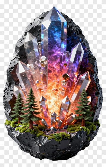 Crystal Cluster With Forest PNG