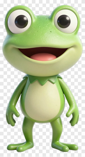3D Cartoon Frog Character PNG