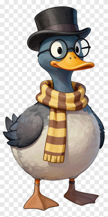 Cartoon Duck Wearing A Hat And Scarf PNG
