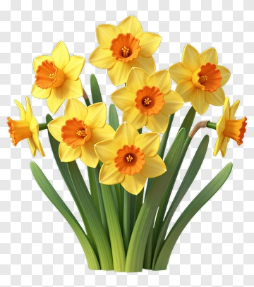 Colorful Daffodil Bouquet PNG