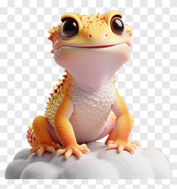 3D Lizard Sitting On A Cloud PNG