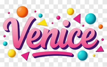 Colorful Venice Text With Geometric Shapes PNG