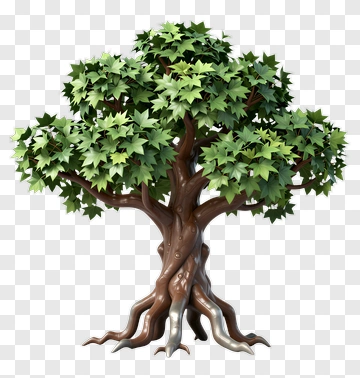 3D Tree With Green Leaves PNG