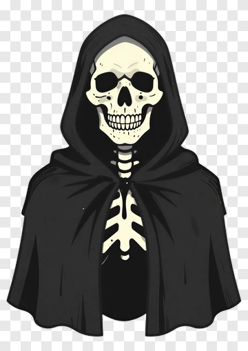 Cartoon Skeleton In A Black Cloak PNG