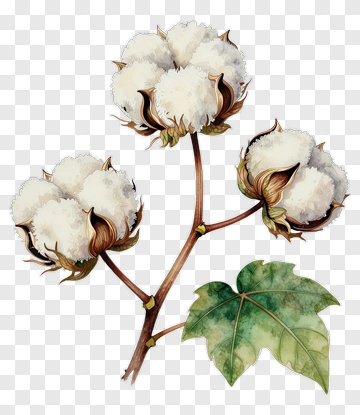 Cotton Plant With White Bolls And Green Leaves PNG
