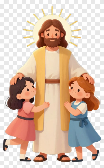 Cartoon Jesus With Children PNG