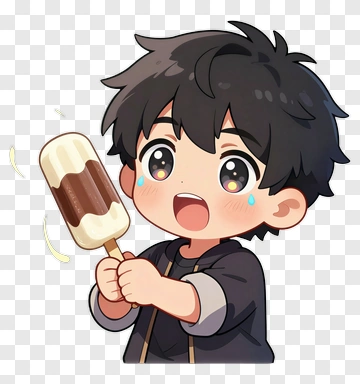 Cartoon Boy Holding A Ice Cream Bar PNG