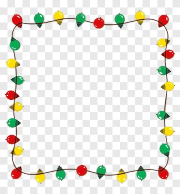 Colorful Christmas String Lights Frame PNG