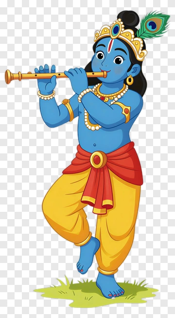 Cartoon Krishna Playing Flute PNG