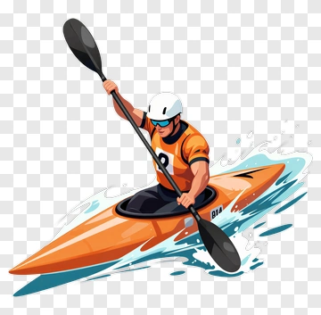 Kayaker Paddling Through Water PNG