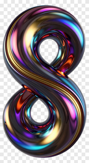 3D Colorful Number Eight PNG