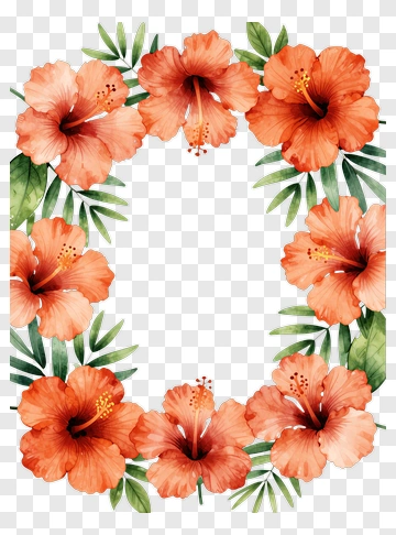 Hibiscus Flower Frame PNG