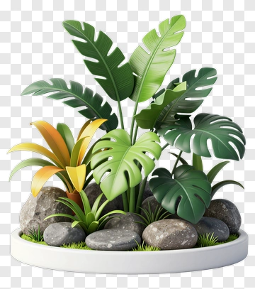 Colorful Potted Plant Arrangement PNG