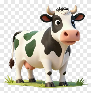 Cartoon Cow Standing In Grass PNG