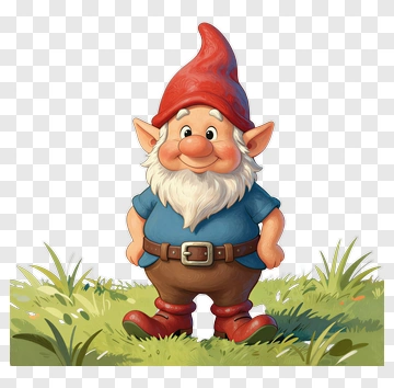 Cartoon Gnome Standing In Grass PNG