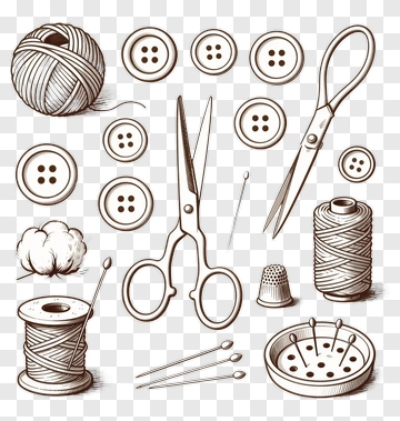 Sewing Tools And Supplies Illustration PNG