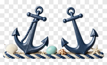Nautical Anchors With Seashells And Rope PNG