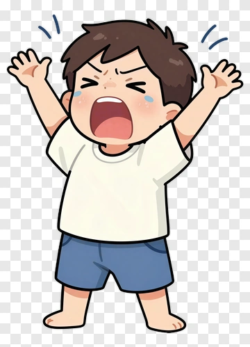 Cartoon Boy Crying And Yelling PNG