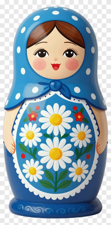 Colorful Matryoshka Doll With Floral Design PNG