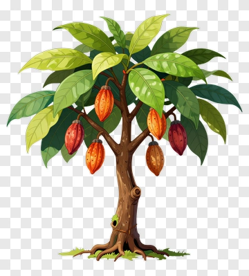 Cocoa Tree With Ripe Pods PNG