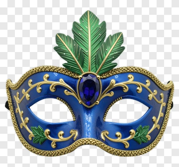 Decorative Blue Mask With Feathers PNG