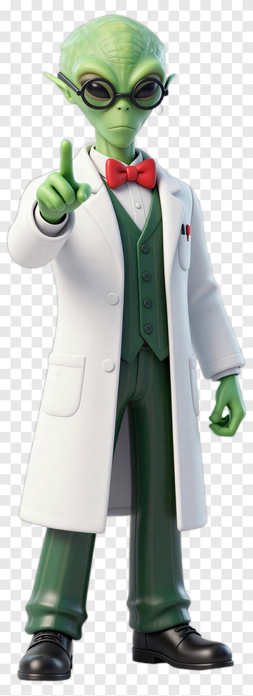 Alien Scientist In A Lab Coat PNG
