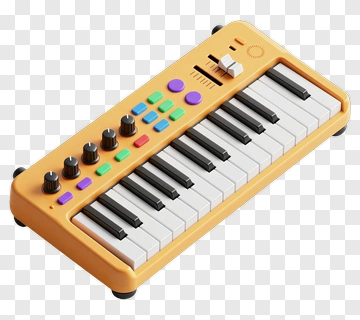 3D Keyboard Synthesizer With Colorful Buttons PNG