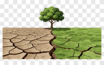 Tree Dividing Dry And Green Landscapes PNG