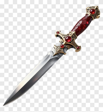 Decorative Sword With Red Gemstone Handle PNG
