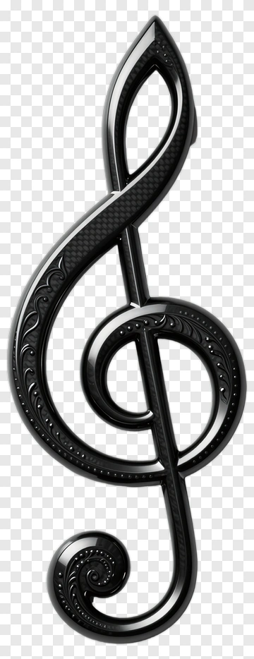 Decorative Black Treble Clef Symbol PNG