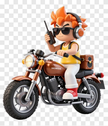 3D Boy Riding A Honda Motorcycle PNG
