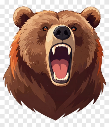 Ferocious Bear Head Illustration PNG