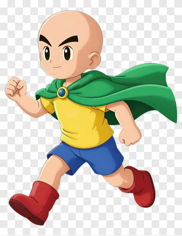 Cartoon Boy Running In A Green Cape PNG
