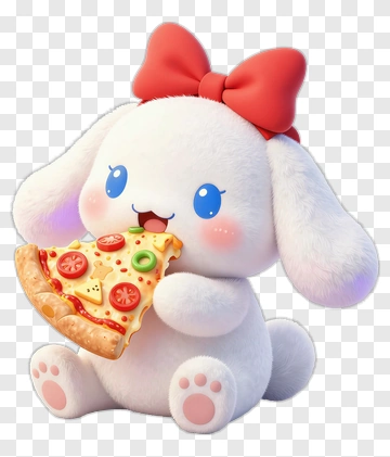 Cute Bunny Eating Pizza PNG