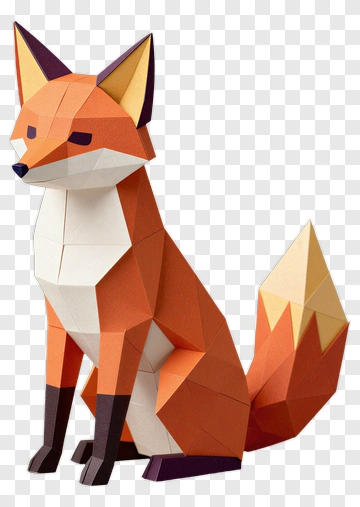 3D Paper Fox Model PNG